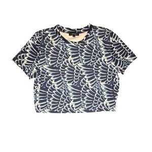 Ed Hardy Navy and Cream Angel Wing Crop Top